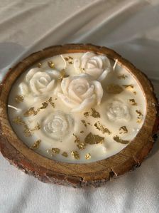 Aesthetic Wooden Bowl Vanilla Candle