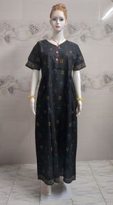 Ladies Black Frock Type Cotton Nighty