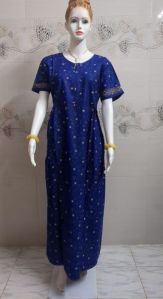 Ladies Blue Frock Type Cotton Nighty