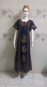 Ladies Blue Kalamkari Cotton Nighty