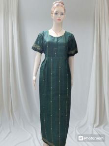 Ladies Green Frock Type Cotton Nighty
