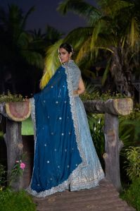 Ladies Dusty Blue and Navy Blue Lehenga