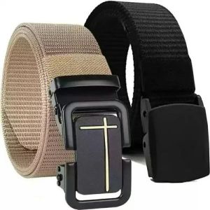 Mens Black & Brown Nylon Belt