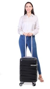 NKT Black 20inches PP Plastic Trolley Suitcase