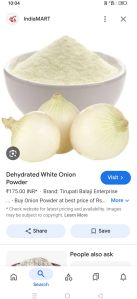 Onion powder dehydrated food products