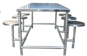 Stainless Steel Canteen Table With Stool