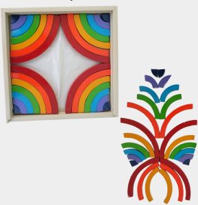 Multicolor Wooden Rainbow Stacker