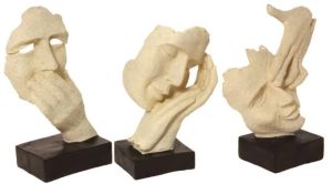 3 Set of Modern Art Face Showpiece 9 Inch