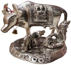 4 inch cow silver statue