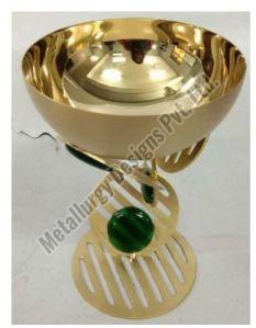 Golden & Green Decorative Bowl with Stand