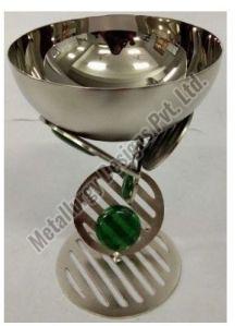 Silver Green Decorative Bowl with Stand