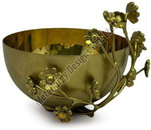 Tiny Flower Brass Serving Bowl