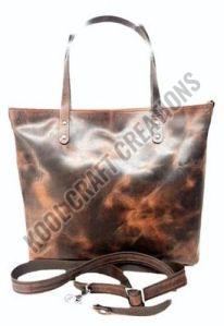 Ladies Vintage Leather Shopping Tote Bag