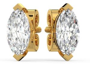 LE-10 Solitaire Marquise Lab Grown Diamond Studs Earrings