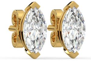 LE-11 Solitaire Marquise Lab Grown Diamond Studs Earrings