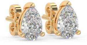 LE-19 Solitaire Pear Lab Grown Diamond Studs Earrings