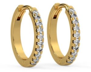 LE-33 Pave Huggie Hoops Lab Grown Diamond Earrings