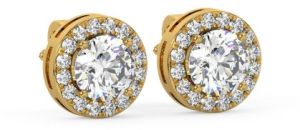 LE-46 Lab Grown Diamond Round Halo Studs Earrings