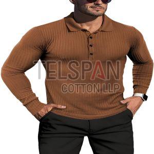 Mens Knitted Full Sleeves Button T-Shirts