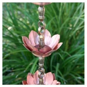 Double Lotus Copper Rain Chains