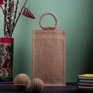 Brown 2 Water Bottle Jute Bag