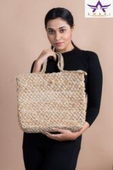 Beige Jute Tote Bag