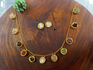 Brass Necklace Earring Set