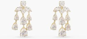 AURELIA CZ GOLD PLATED SILVER CHANDELIER EARRINGS