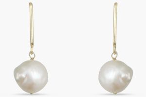 CLASSIC PEARL GOLD PLATED DROP SILVER EARRINGS