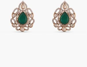 EMERALD OPULENCE SILVER STUD EARRINGS