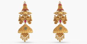 KEEKA KEMPU JADAU SILVER JHUMKA EARRINGS