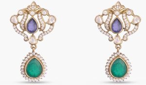 MAHNOOR MOISSANITE AND GEMSTONE SILVER DROP EARRINGS