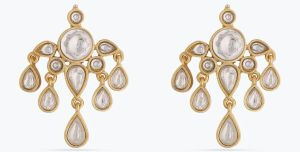 NIRJHARA GOLD PLATED DROP SILVER EARRINGS