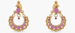 Aaravi Antique Red Kempu Chandbali Earrings