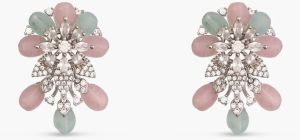 Floral Elegance CZ Mint Beads Stud Earrings