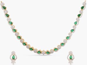 Mira Nakshtra CZ Green Necklace Set