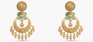 Riva Antique Green Kempu Chandbali Earrings