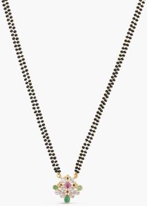 Rohani CZ Multi Stone Black Beads Necklace