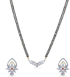 Shreeya CZ White Red Black Beads Necklace Set