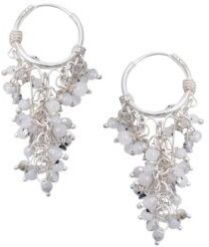 92.5 Sterling Silver White Agate Bead Chandelier Earrings