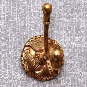 Antique Brass Hat And Coat Hook On Floral Base