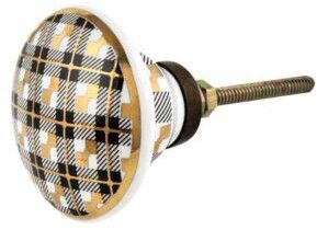 Black Golden Check Pattern Flat Ceramic Dresser Knobs