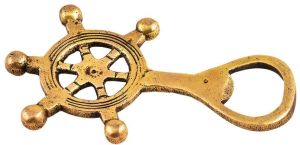 Brass Ship Wheel Bottle Opener