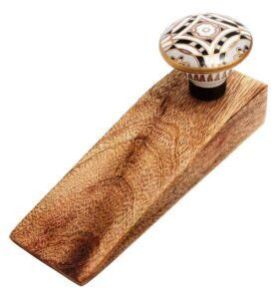 Golden Ceramic Floral Wooden Door Stopper