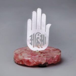 jain cutwork rose quartz base statue