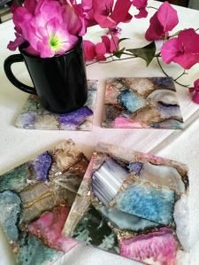 Multicolor Square Agate Coasters