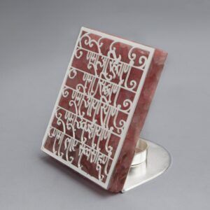 Namokar Mantra Cut Work Tee Light Holder on Rose Quartz