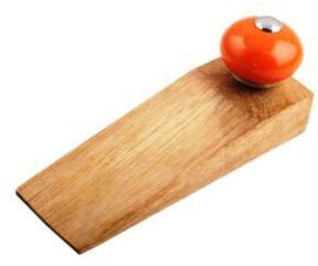 Orange Round Ceramic Wooden Door Stopper