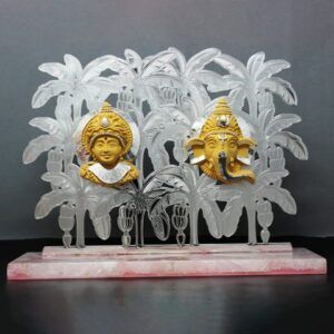 Silver Plated Laxmi ji & Ganesh ji on Jali