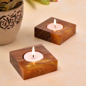 Square Shaped Wooden T-lite Holders